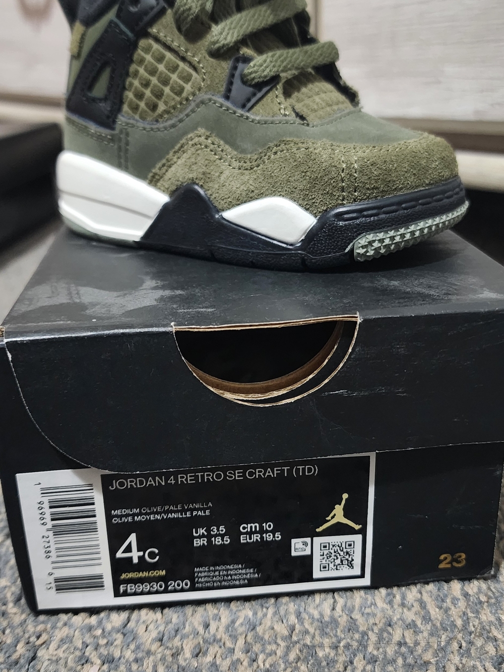 Jordan 4 Retro SE Craft Kids Sneaker - Olive/Black/White